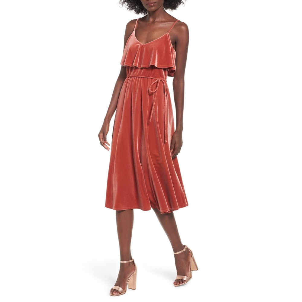 Nordstrom June & Hudson Velvet Midi Dress. Size L.